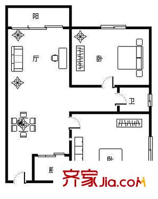 雙湖塘 2室 戶型圖