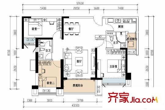 海倫堡?海倫灣5棟03戶型 3室2廳2衛(wèi)1廚