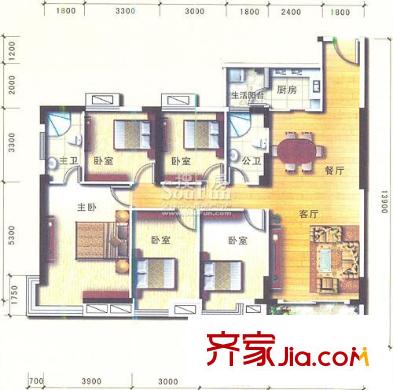 安泰大廈戶型圖B棟02戶型 5室2廳