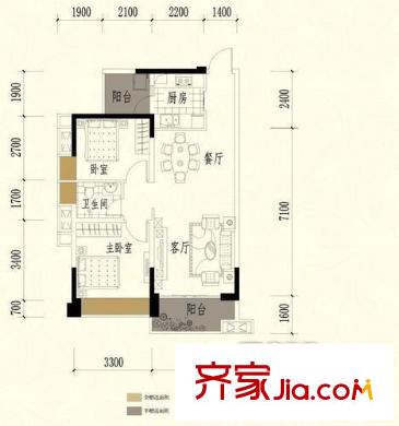 現(xiàn)代花園 2室 戶型圖