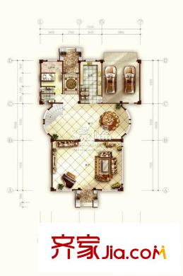 東江華庭戶型圖A型一層戶型圖 4室2廳2衛(wèi)1廚