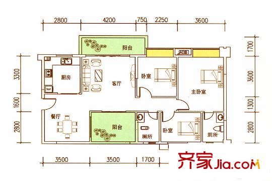 金泰瑞和園G棟一單元03、二單元06號房 3室2廳1衛(wèi)1廚