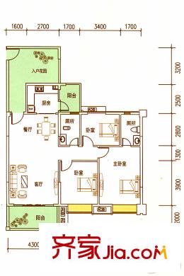 金泰瑞和園G棟一單元02、二單元01號房 3室2廳2衛(wèi)1廚