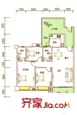 金泰瑞和園G棟一單元01、二單元02號房 3室2廳2衛(wèi)1廚