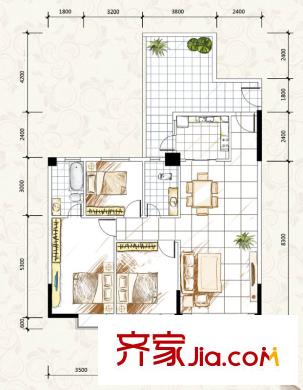 金泰瑞和園E棟一單元01、二單元02號房戶型 3室2廳2衛(wèi)1廚