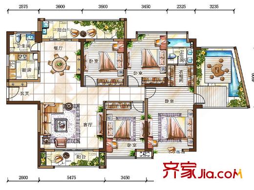 玉臺華庭2棟1單元02/2單元03戶型 4室2廳2衛(wèi)1廚