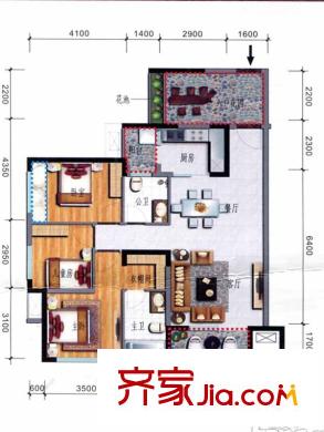 大欣城?世紀(jì)花園1、5棟D戶型 3室2廳2衛(wèi)1廚