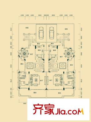 金裕?惠博新城雙拼別墅S3戶型一層 5室3廳3衛(wèi)1廚