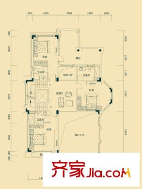 金裕?惠博新城雙拼別墅D8戶型二層 6室3廳4衛(wèi)1廚