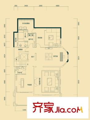 金裕?惠博新城雙拼別墅D8戶型負一層 6室3廳4衛(wèi)1廚