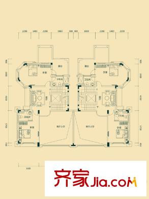 金裕?惠博新城雙拼別墅S3戶型二層 5室3廳3衛(wèi)1廚