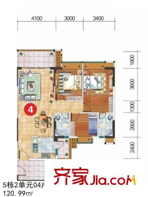 嘉逸園5棟2單元04戶型 3室2廳2衛(wèi)1廚