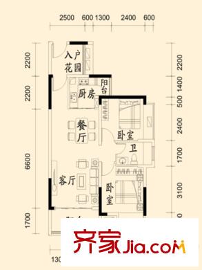 鼎浩城1棟02、03戶型 2室2廳1衛(wèi)1廚