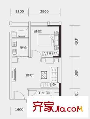 大隆財(cái)富廣場(chǎng)A戶(hù)型 1室1廳1衛(wèi)1廚