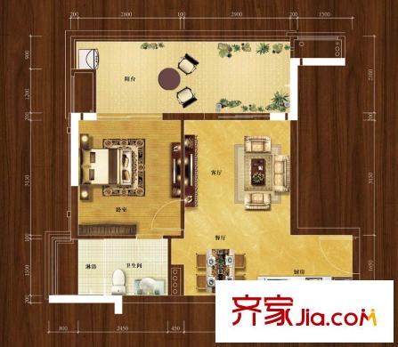 保利錦里2棟-G4戶(hù)型 1室1衛(wèi)1廚