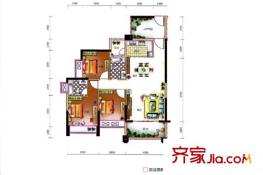 東奧御園30/31棟A1戶型 3室2廳2衛(wèi)1廚