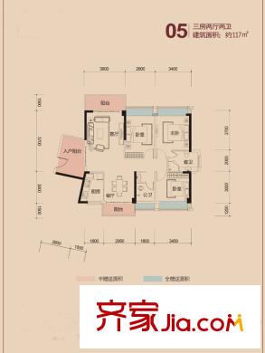 新祺園4棟05戶型 3室2廳2衛(wèi)1廚