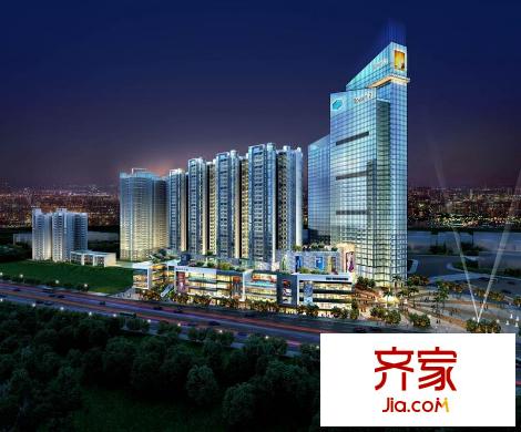 富力現(xiàn)代廣場半鳥瞰夜景