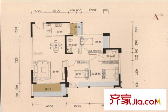新怡?美麗家園2棟03、1&3棟01、02戶型 3室2廳2衛(wèi)1廚