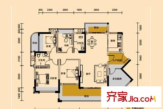 新怡?美麗家園3棟03戶型 4室2廳2衛(wèi)1廚