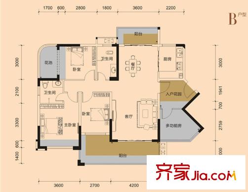 新怡?美麗家園1棟03戶型 4室2廳2衛(wèi)1廚