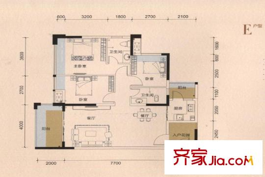 新怡?美麗家園2棟04戶型 3室2廳2衛(wèi)1廚