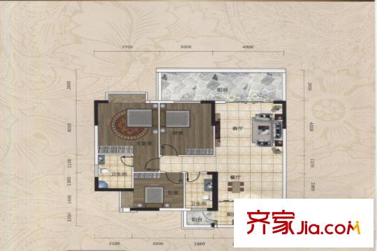 博羅新時(shí)代花園5、6棟03&04戶型 3室2廳2衛(wèi)1廚