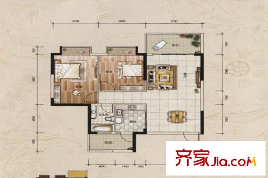 博羅新時(shí)代花園1棟03、2&5棟04戶型 2室2廳1衛(wèi)1廚
