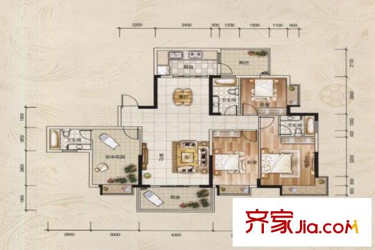 博羅新時(shí)代花園1&6棟01、2&4棟02戶型 4室2廳3衛(wèi)1廚