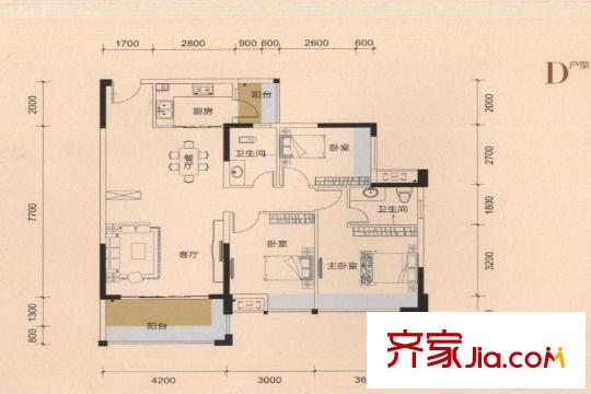 新怡?美麗家園2棟01、02戶型 3室2廳2衛(wèi)1廚
