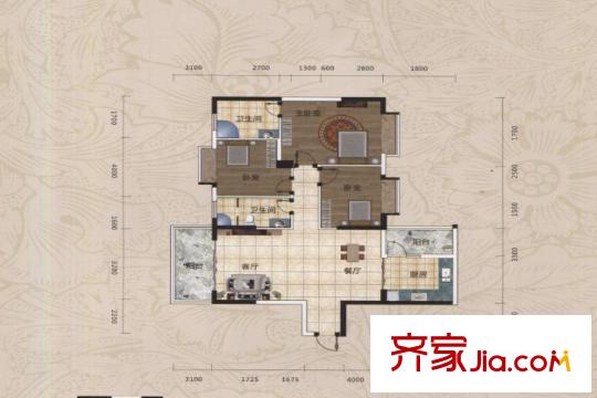 博羅新時(shí)代花園3、4棟02戶型 3室2廳2衛(wèi)1廚