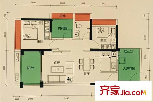 畔山名居?特區(qū)青年8-10棟01/02戶型 2室2廳1衛(wèi)1廚