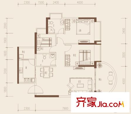 隆生?東湖9區(qū)5棟D3 戶型 3室2廳2衛(wèi)1廚