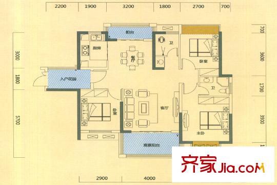 御水豪庭5棟01戶型 3室2廳2衛(wèi)1廚