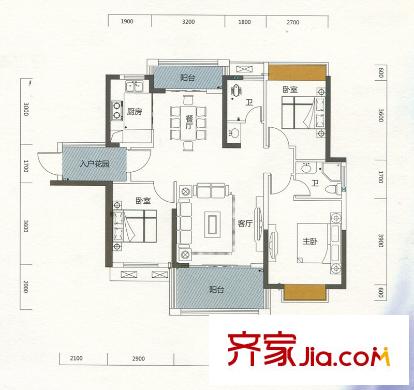 御水豪庭三棟04戶型 3室2廳2衛(wèi)1廚