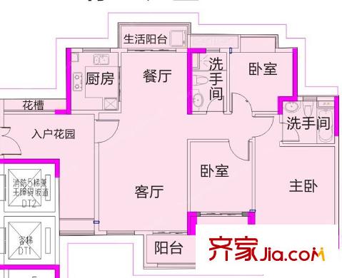 德威摩卡小鎮(zhèn)25棟04戶型 3室2廳2衛(wèi)1廚