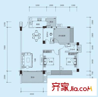 宏新?蜜糖小城二期8-10、12棟E戶型 2室2廳1廚