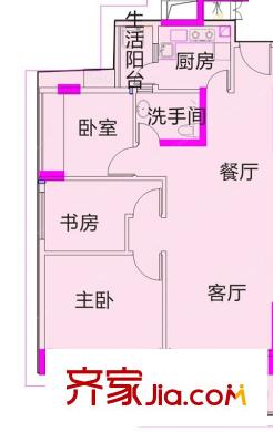 德威摩卡小鎮(zhèn)25棟02戶型 3室2廳1衛(wèi)1廚