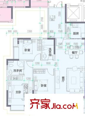 德威摩卡小鎮(zhèn)23棟02戶型 3室2廳2衛(wèi)1廚