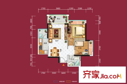 金港1號1棟03/04戶型 2室2廳1衛(wèi)1廚