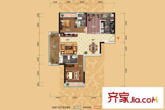 金港1號(hào)1棟01/06戶型 2室2廳2衛(wèi)1廚