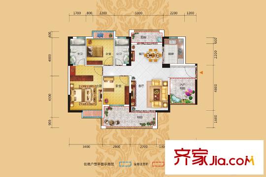 金港1號(hào)2棟01/02戶型 3室2廳2衛(wèi)1廚