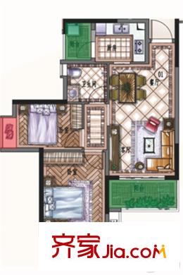 惠陽雅居樂花園1/2棟01戶型 2室2廳1衛(wèi)1廚
