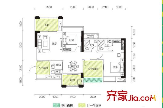 凱悅春天2棟1單元04/2單元01戶型 3室2廳2衛(wèi)1廚