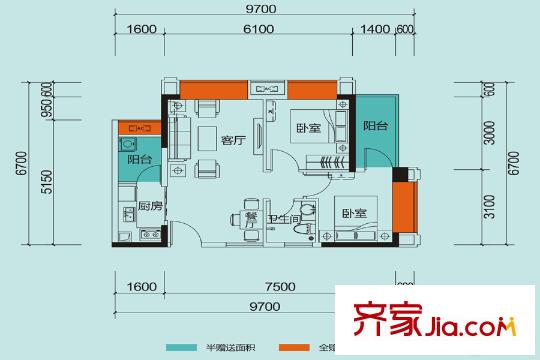 天健陽光花園1棟（2-17層）03/05/08/10戶型 2室2廳1衛(wèi)1廚