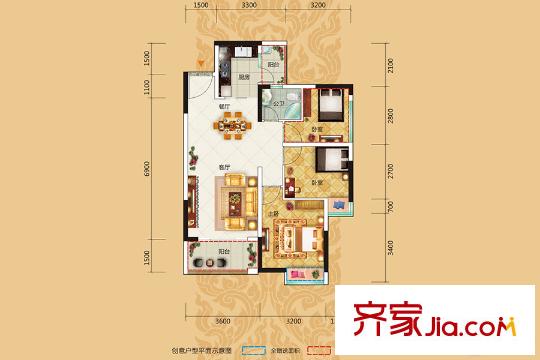 金港1號(hào)2棟03/04戶型 2室2廳1衛(wèi)1廚