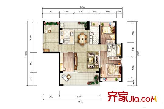 天益城4單元04號(hào)房 3室2廳2衛(wèi)1廚