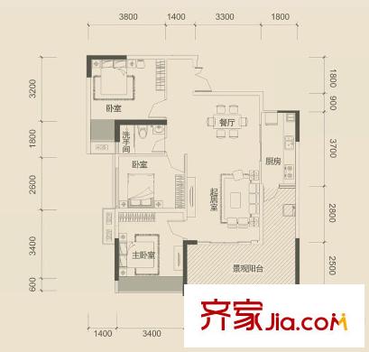 德威朗琴灣1棟01、02戶型 3室2廳2衛(wèi)1廚