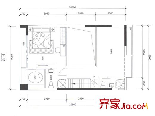 合正東部灣復(fù)式上層A1戶型 1室2廳2衛(wèi)1廚