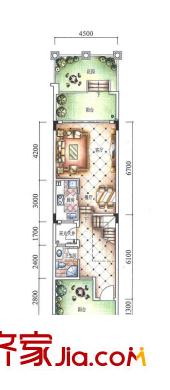 皇庭波西塔諾山林疊拼C戶型一層 2室2廳3衛(wèi)1廚